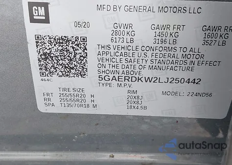 2020 Buick Enclave Fwd Avenir from USA, damaged, VIN 5GAERDKW2L1250442